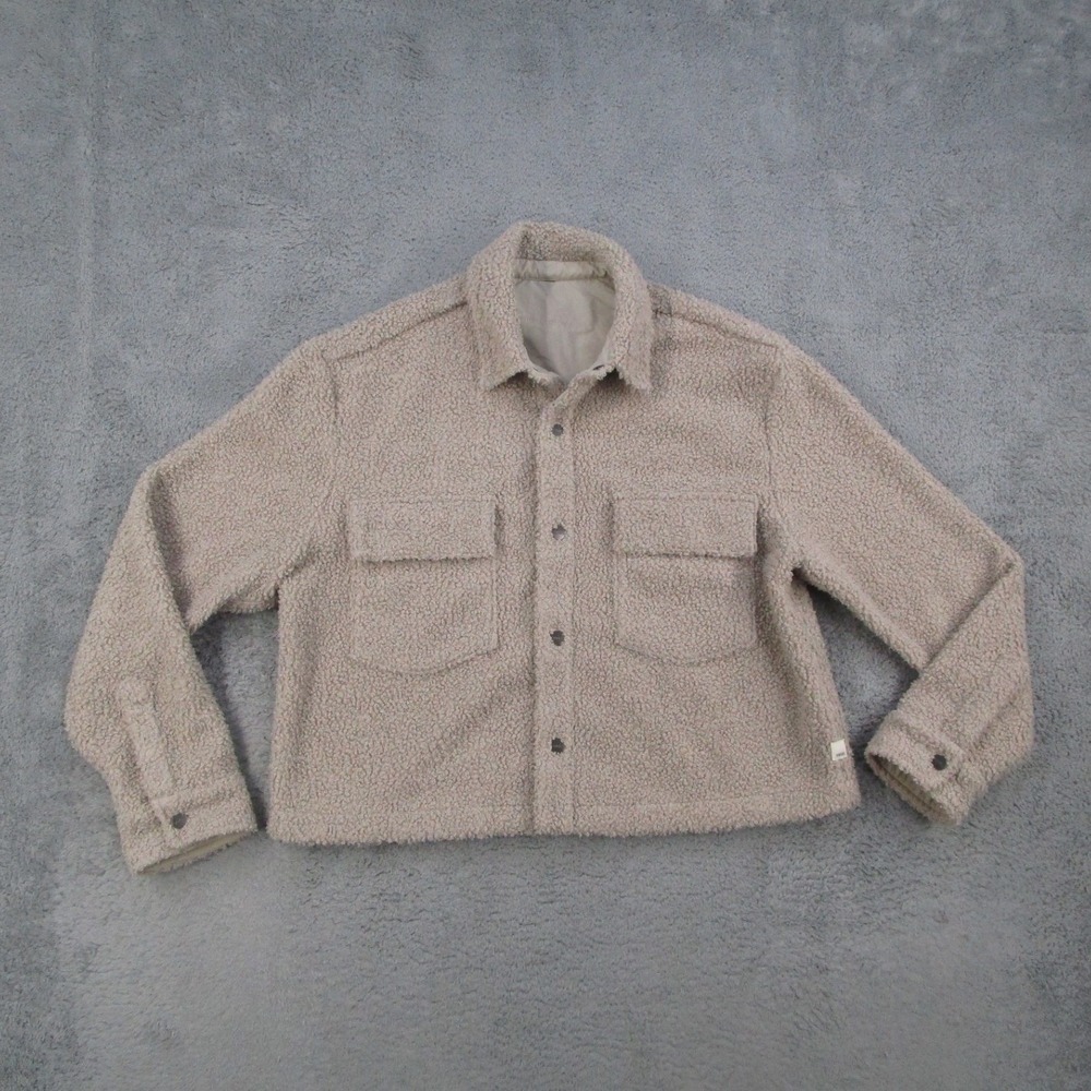 Vuori Sycamore Jacket Beige Tan Button Front Fleece Shacket VW5003 Womens M